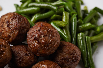 Wall Mural - meatballs and green beans 