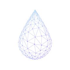 Poster - water drop or oil drop icon made with blockchain technology network polygon isolated on white backgr