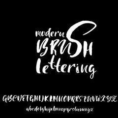 Canvas Print - Handdrawn dry brush font. Modern brush lettering. Grunge style alphabet. Vector illustration.