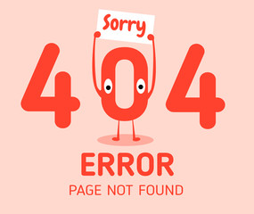 Poster - 404  error with character zero error design template for website background graphic