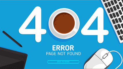 Poster - 404 office error page not found  flat vector