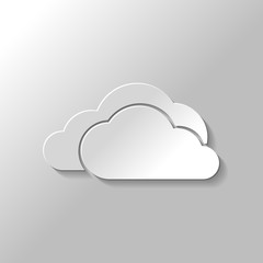 Poster - cloudy weather icon. Paper style with shadow on gray background
