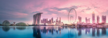 Purple Sunset Of Marina Bay Skyline, Singapore