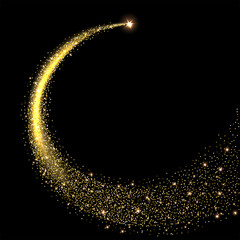 Poster - golden sparkling star with stardust trail. vector illustration.