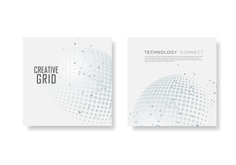 Poster - Vector halftone circle design witn molecule connect