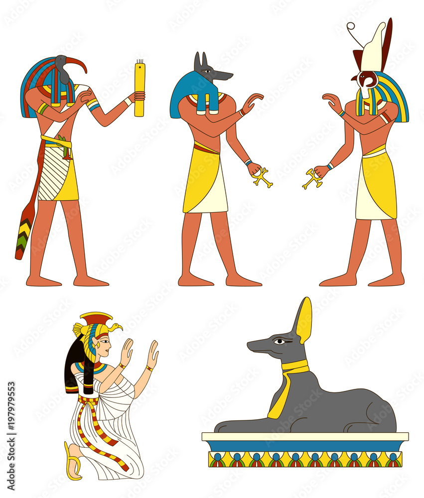 Set of ancient Egyptian gods images Stock Vector | Adobe Stock