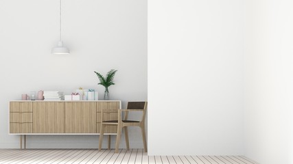 Interior connecting wall empt simple space and work space background - 3d rendering minimal japanese