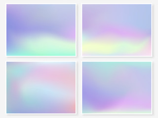 Wall Mural - Holographic backgrounds. Holography textures set. Hologram glitch. Smooth blur. Trendy wallpapers. Textures for web design, business printed products.