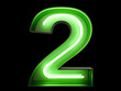 Neon green light digit alphabet character 2 two font