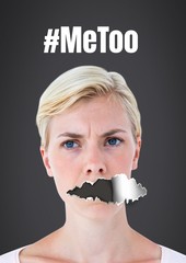 Poster - Me Too Woman with torn paper on mouth #MeToo