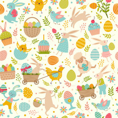 Poster - Cute easter seamless pattern