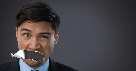 Poster - Man with torn paper on mouth