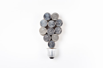 Wall Mural - Abstract Creative Idea (Coins Bulb)