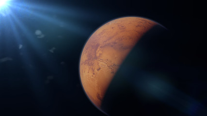 Wall Mural - planet mars, the red planet and the sun