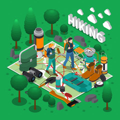 Sticker - Camping Isometric Composition