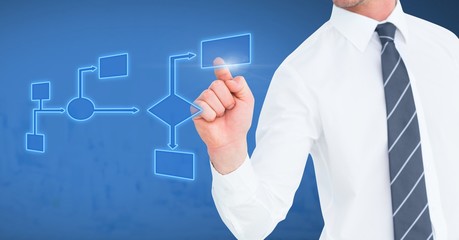 Poster - Hand touching blue wireframe