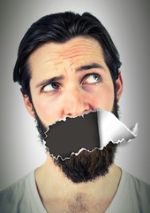 Poster - Man with torn paper on mouth