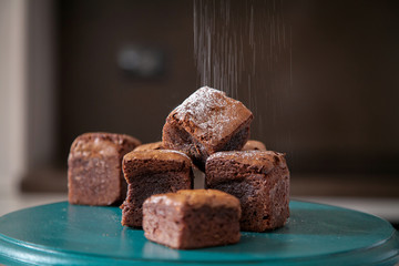 A beautiful chocolate dessert on a bright background.