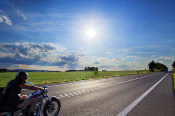 Wall Mural - Biker on the road