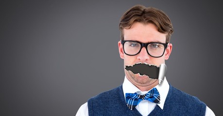 Poster - Man with torn paper on mouth