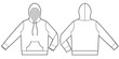 Hood hoodie fashion flat technical drawing template