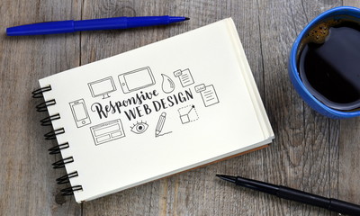 Wall Mural - RESPONSIVE WEB DESIGN symbols on notepad 