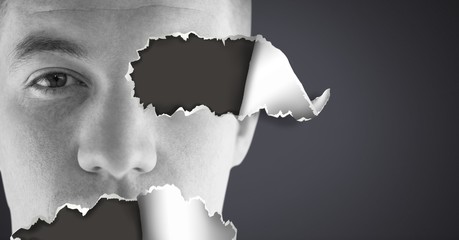 Poster - Mans face with torn paper