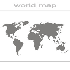  Set of monochrome icons with world map for your design