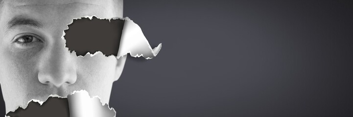 Poster - Mans face with torn paper