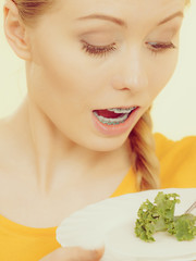 Wall Mural - Shocked young woman being on diet