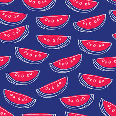 Wall Mural - Watermelon slices seamless pattern.