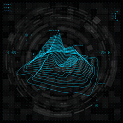 Futuristic vector hud interface screen design. Abstract template on blue backdrop.