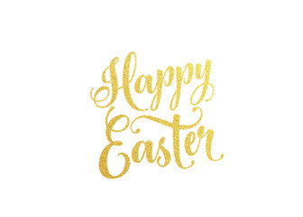 Wall Mural - happy easter gold lettering text for greeting card