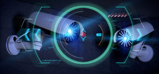 Poster - Security camera targeting a detected intrusion - 3d renderinga