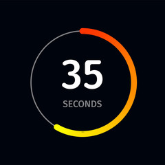 Poster - Countdown timer or digital counter clock timer vector flat circle dots icon for smartphone UI or UX countdown design