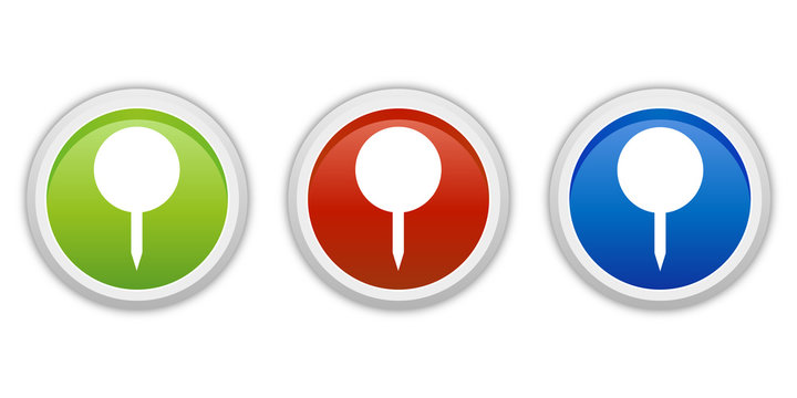 rundes Button Set grün rot blau - Pinnadel