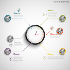 Wall Mural - Abstract info graphic with color design clock template