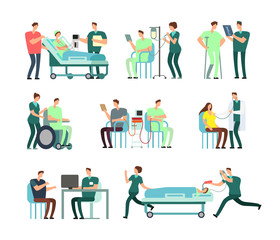 Canvas Print - Doctors, medical nurse and patients in hospital activity vector people for healthcare concepts