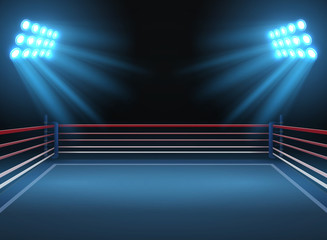 Empty wrestling sport arena. Boxing ring dramatic sports vector background