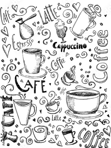 Plakaty do kawiarni  element-projektu-doodle-kawy-recznie-rysowane-plakat