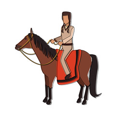 Wall Mural - American indian riding a horse vector illustration graphic design