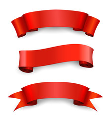 Poster - Vector set of empty red shiny decorative ribbons for your text