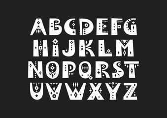 Aufkleber - Vector display alphabet. Set of capital patterned letters in African style.