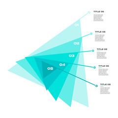 Wall Mural - Concentric diagram step by step in a series of triangle. Element of chart, graph, diagram with 5 options - 20, 40, 60, 80, 100 percent, parts, processes. Vector business template for presentation