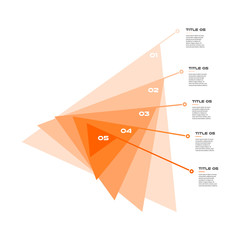 Poster - Concentric infographics step by step in a series of triangle. Element of chart, graph, diagram with 5 options - 20, 40, 60, 80, 100 percent, parts, processes. Vector business template for presentation