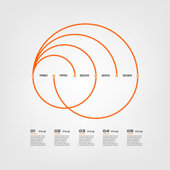 Poster - Line arc chart steps infographics - can illustrate a strategy, workflow or team work, vector flat color, business template for presentation. Can be used for diagram, banner, web design