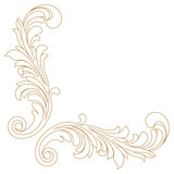 Fototapeta Koty - Golden vintage baroque ornament, corner. Retro pattern antique style acanthus. Decorative design element filigree calligraphy vector. - stock vector