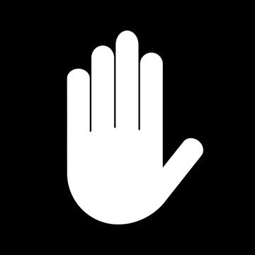white Hand on black background icon