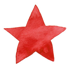 Wall Mural - watercolor illustrated red star