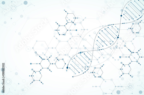 Cuadros en Lienzo Science template, wallpaper or banner with a DNA molecules.
